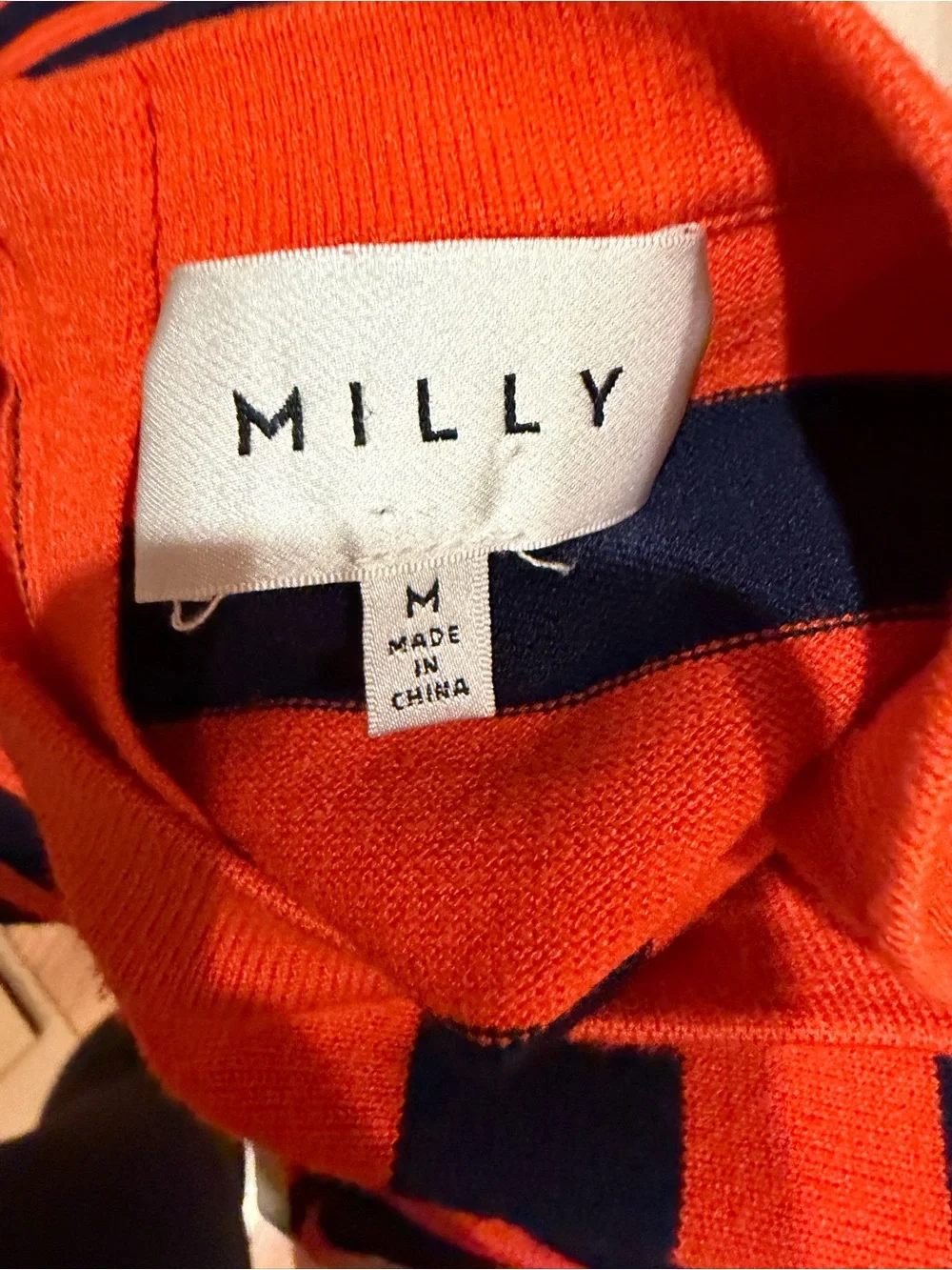 Milly Navy and Bright Orange Striped Midi Dress - Picture 4 of 6